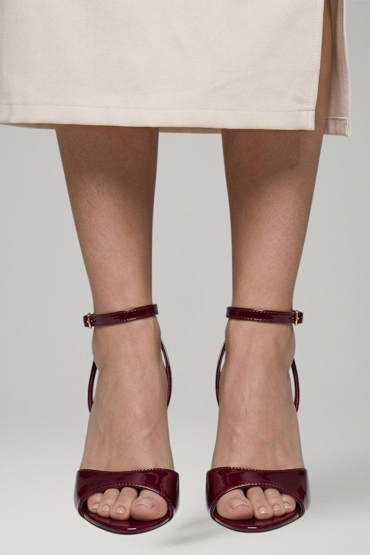 Women's Leather Sandals with Open Toe and Ankle Strap
