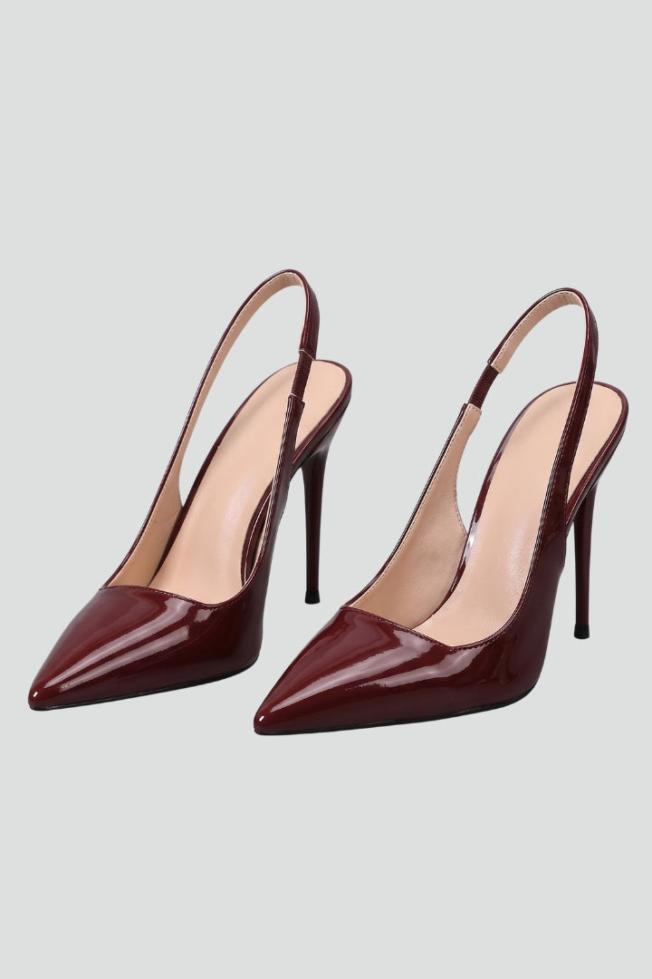 Women's Leather Sandals with Pointed Toe and Stiletto Heel