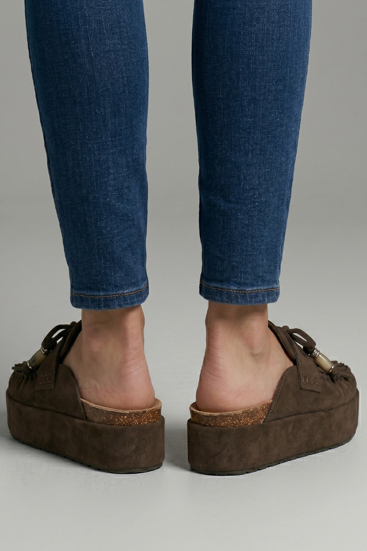 Women's Leather Sandals with Round Toe and Slip-On