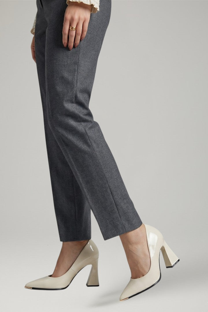 Women's Leather Shoes with Pointed Toe and Slip On