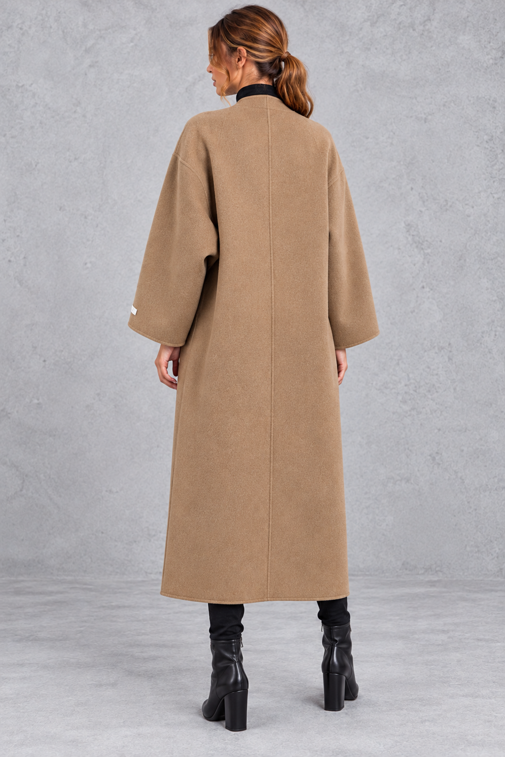 Women's Longline Wool-Blend Coat – Open Front & Relaxed Fit