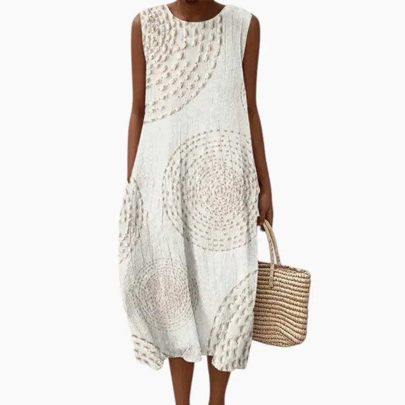 Blanca | Women's Sleeveless Midi Dress with Pockets