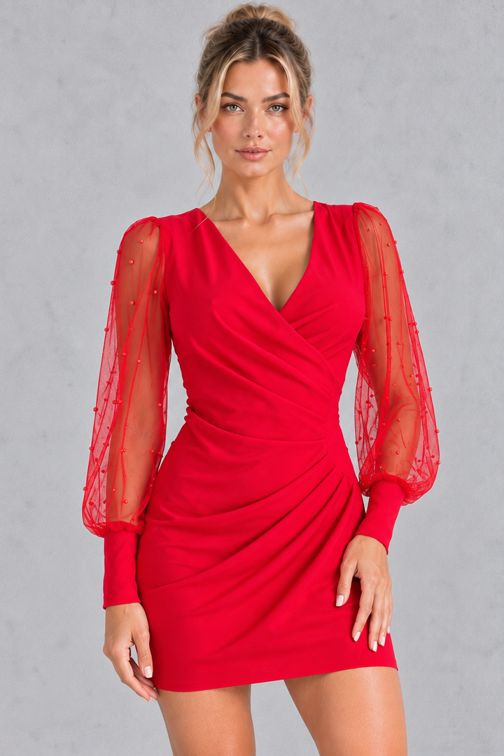Women’s Off-Shoulder Long Sleeve Mini Dress – Party Style