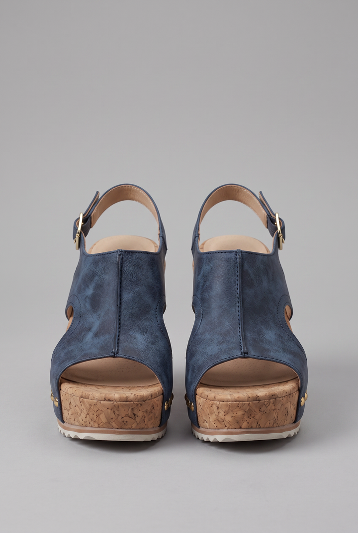 Women's Open-Toe Platform Wedge Sandals with Adjustable Buckle Strap
