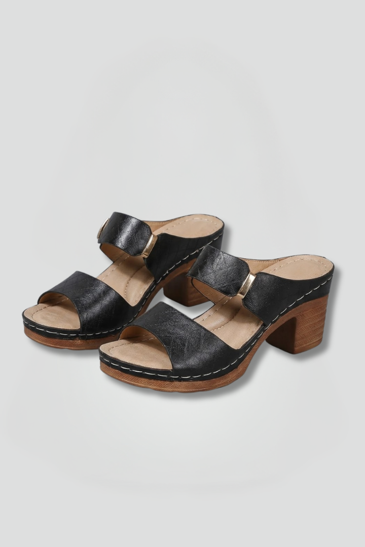 Women's Orthopaedic Sandals with Mid Block Heel for Everyday Wear