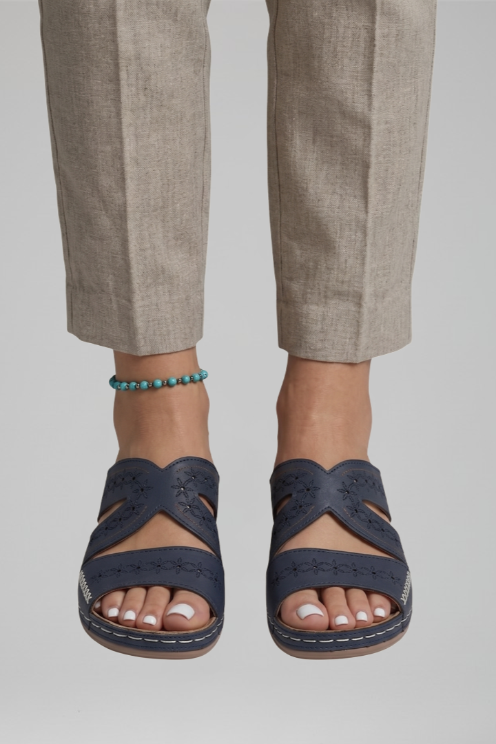 Women's Orthopedic Slip-On Sandals with Cutout Straps for All-Day Comfort