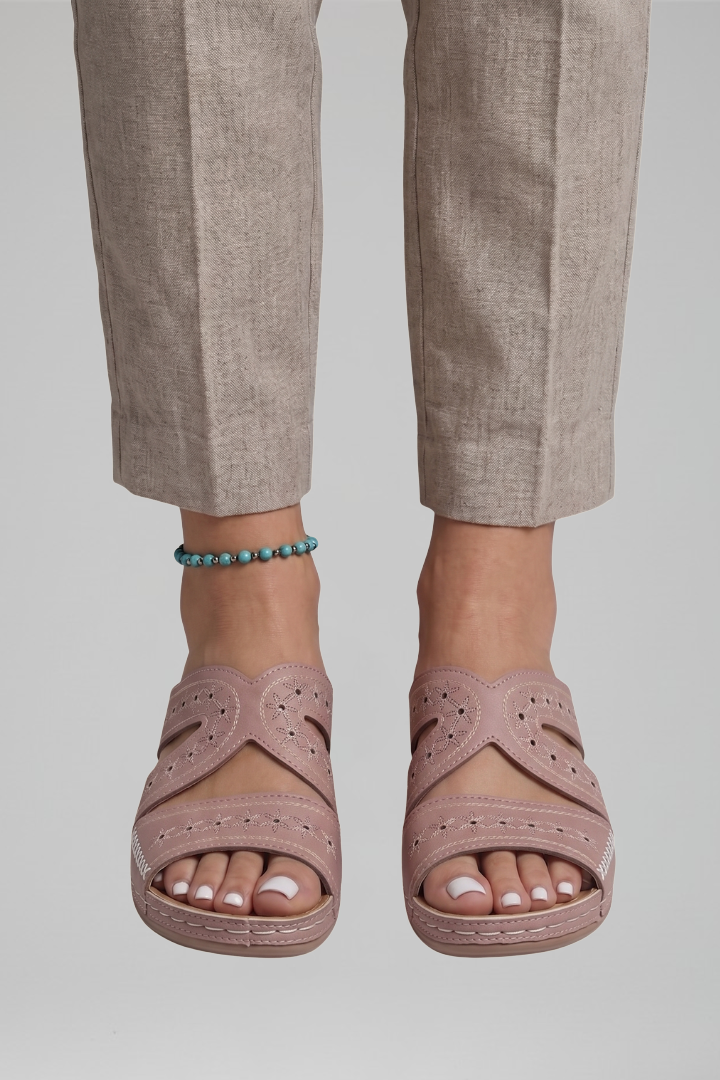 Women's Orthopedic Slip-On Sandals with Cutout Straps for All-Day Comfort