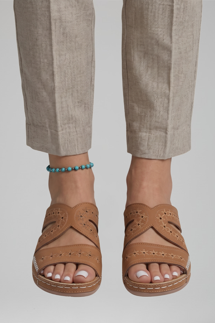Women's Orthopedic Slip-On Sandals with Cutout Straps for All-Day Comfort