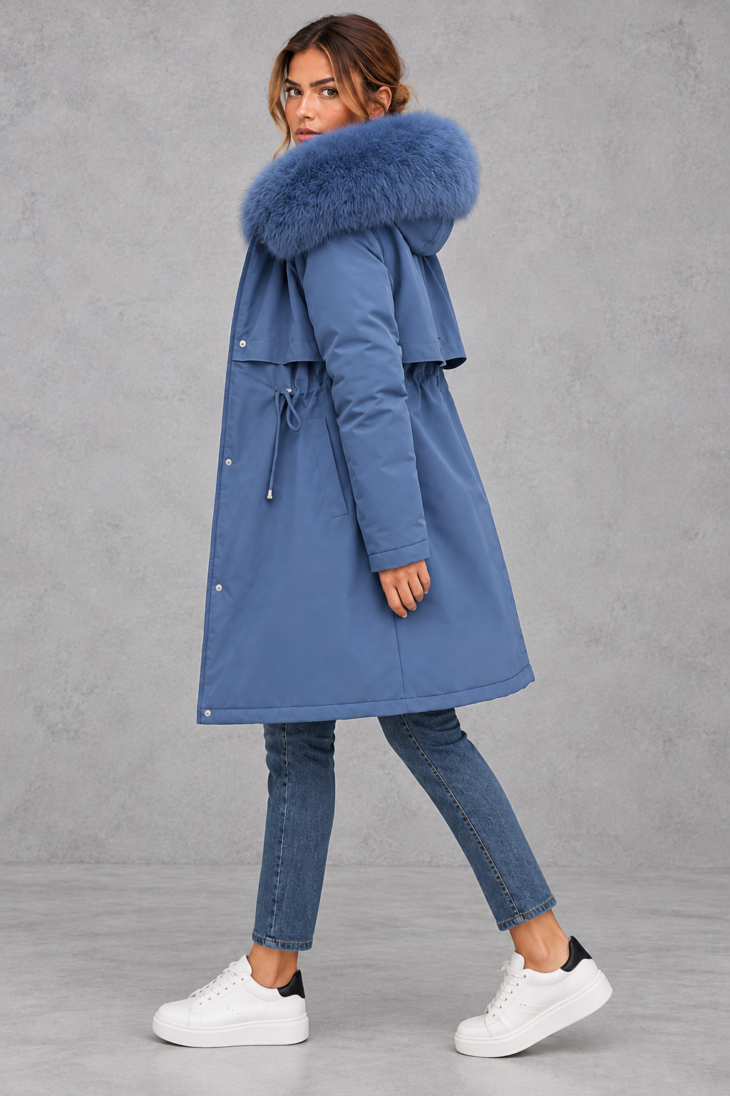 Women's Plush-Lined Hooded Parka – Longline Fit & Cosy Winter Warmth