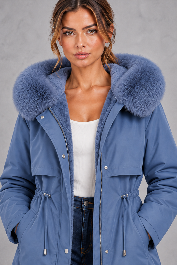 Women's Plush-Lined Hooded Parka – Longline Fit & Cosy Winter Warmth