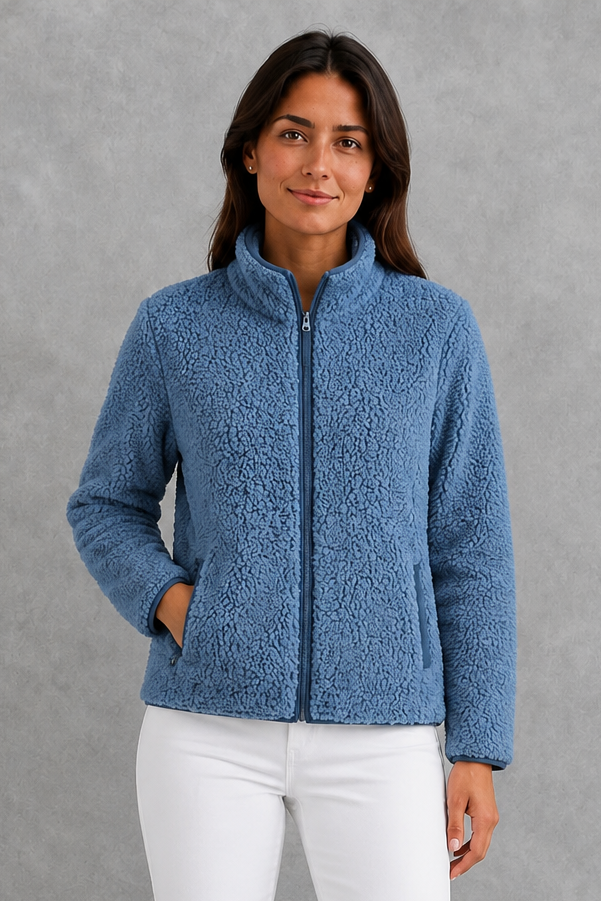 Women’s Sherpa Jacket – Zip-Up Teddy Fleece