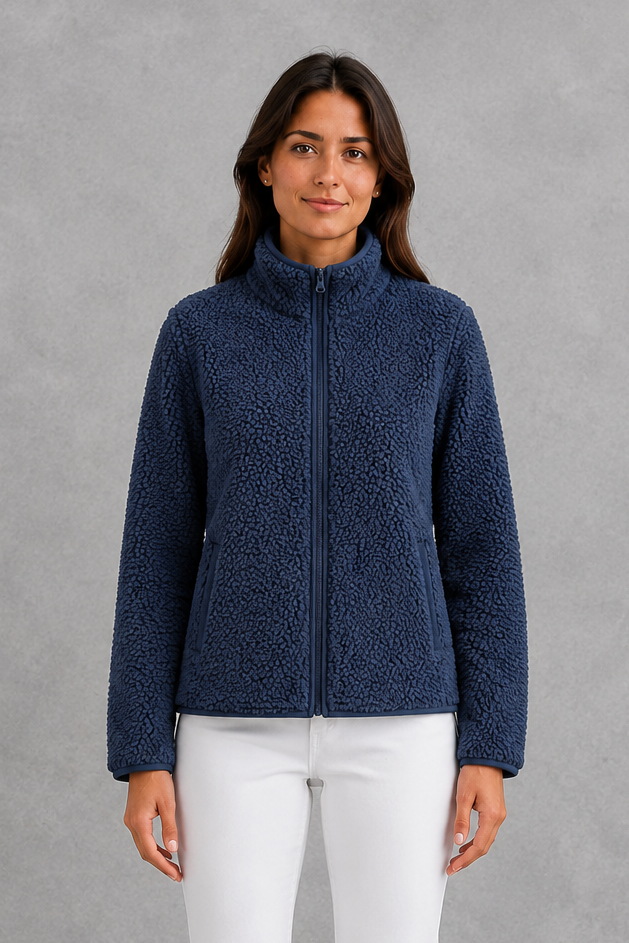 Women’s Sherpa Jacket – Zip-Up Teddy Fleece