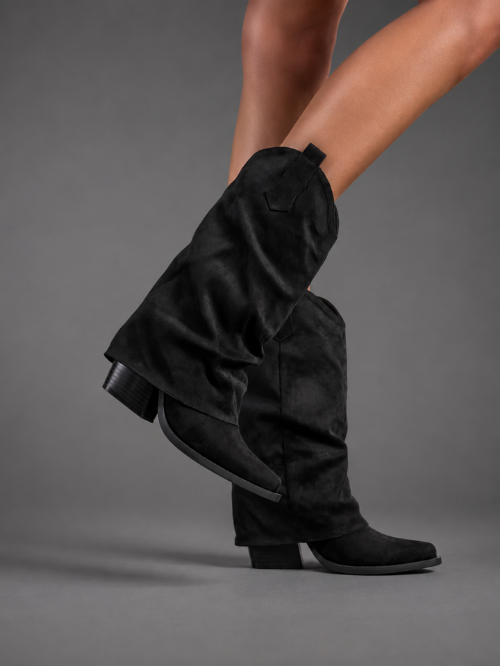 Women’s Pointed Toe Knee High Boots – Chunky Heel Western Style Autumn Boots