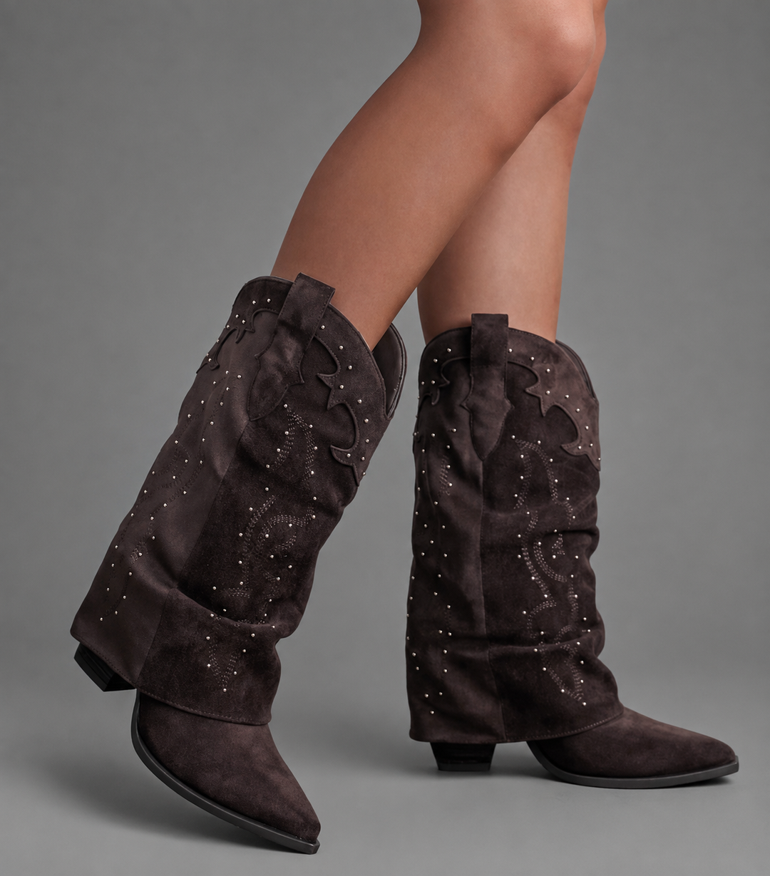 Women’s Pointed Toe Knee High Boots – Chunky Heel Western Style Autumn Boots