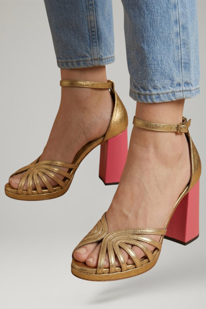 Women's Sandals with Ankle Strap and Block Heel Sole