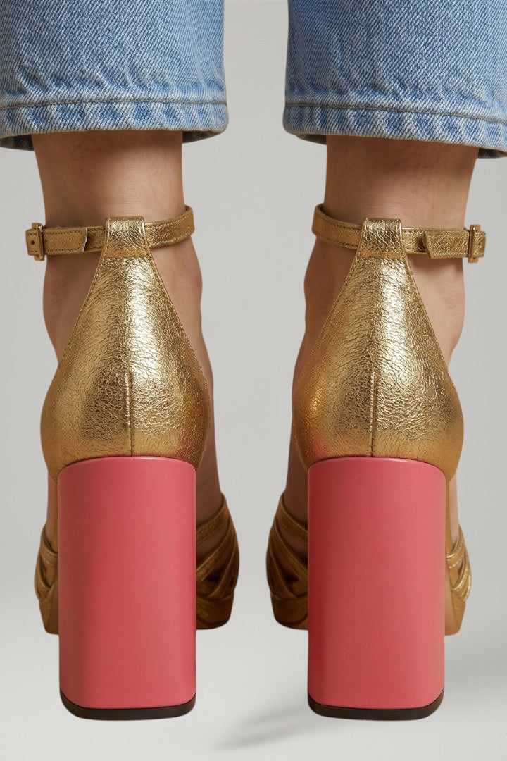 Women's Sandals with Ankle Strap and Block Heel Sole