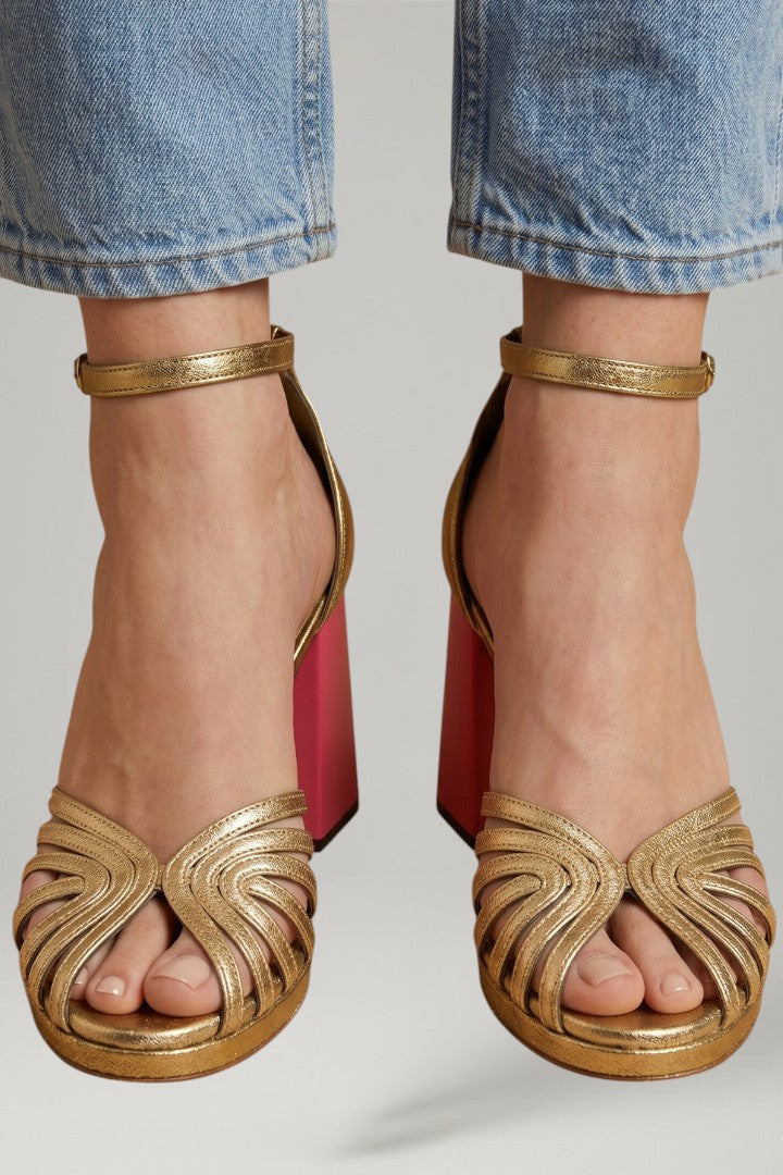 Women's Sandals with Ankle Strap and Block Heel Sole