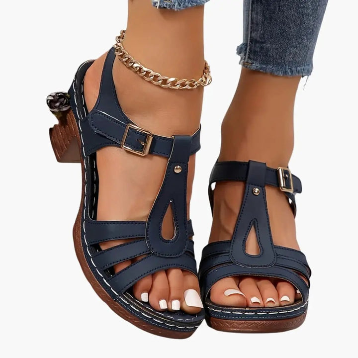 Genoveva | Women's Sandals with Wide Heel and Padded Insole