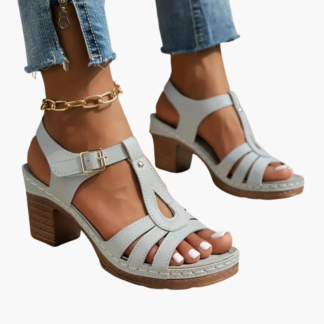 Genoveva | Women's Sandals with Wide Heel and Padded Insole