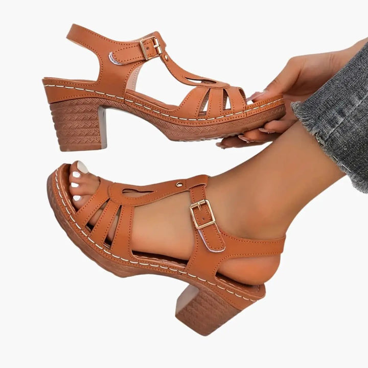 Genoveva | Women's Sandals with Wide Heel and Padded Insole