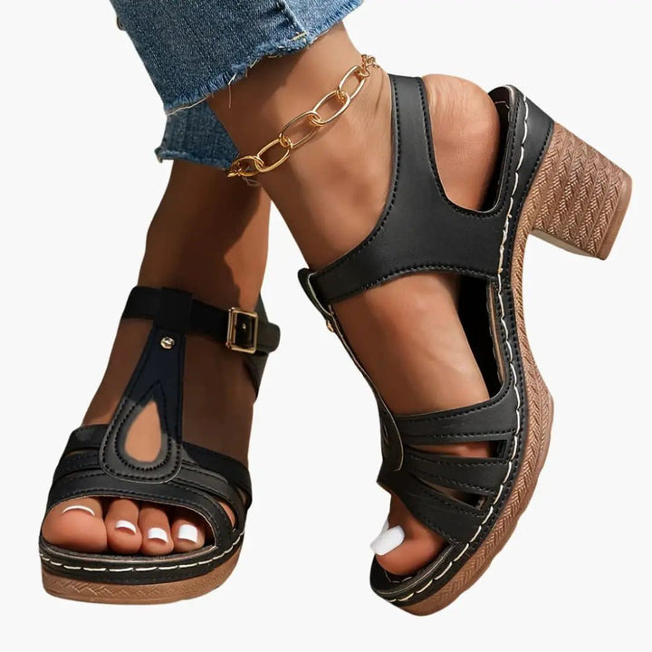 Genoveva | Women's Sandals with Wide Heel and Padded Insole