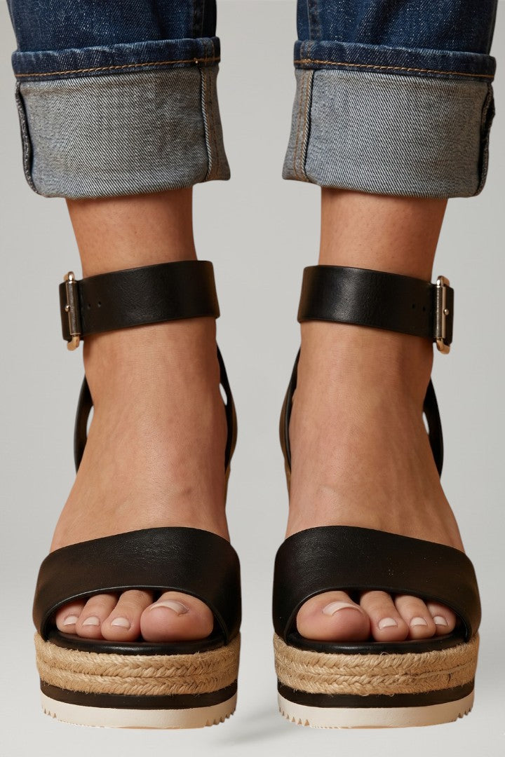 Women's Sandals with Wedge Heel and Strap Fastening