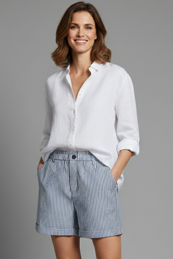 Women's Striped High Waist Tailored Shorts – Effortless Summer Style