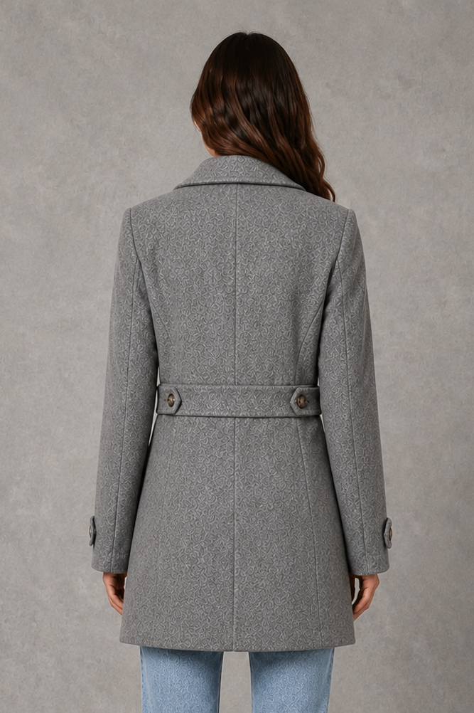 Women’s Tailored Longline Coat – Button Front Collared Smart Jacket