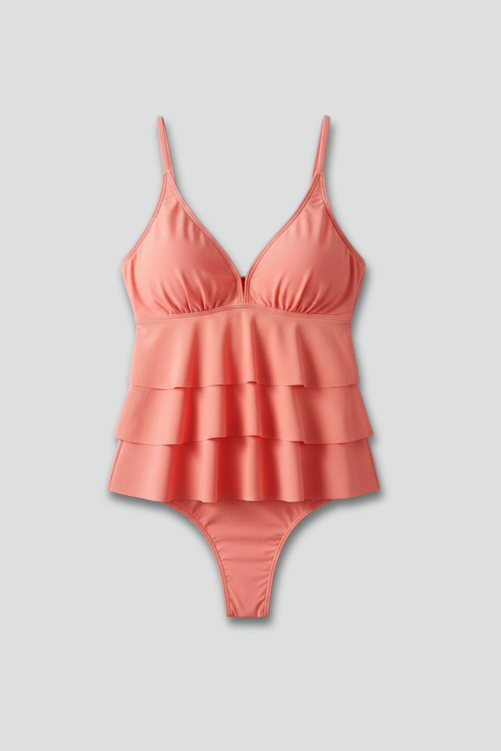 Women’s Tailored Tankini Set – With Ruffles, Suitable for Summer and Beach Activities