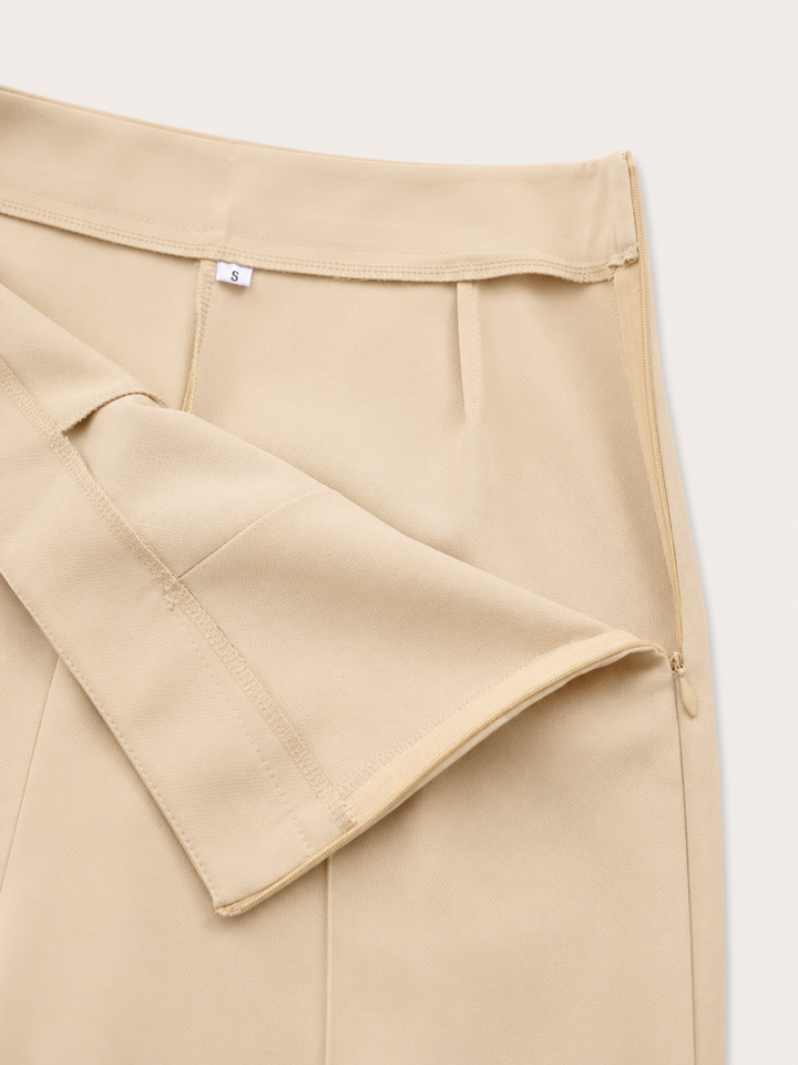 Montarello Women's Suit Set, Belted Blazer and Wide-Leg Pants