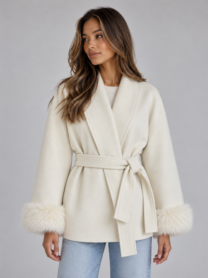 Women’s Faux Fur Belted Wrap Coat