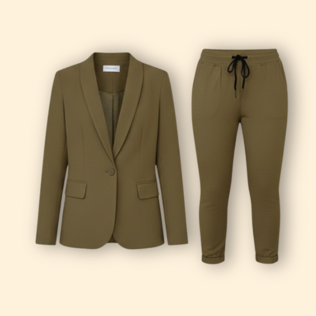 Women's Elegant Blazer & Drawstring Pant Set