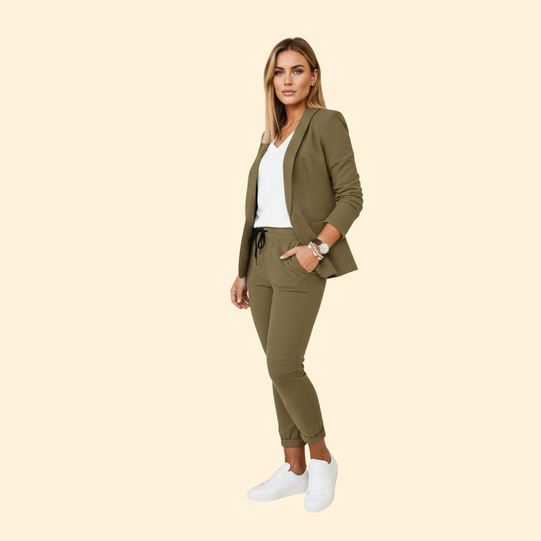 Women's Elegant Blazer & Drawstring Pant Set