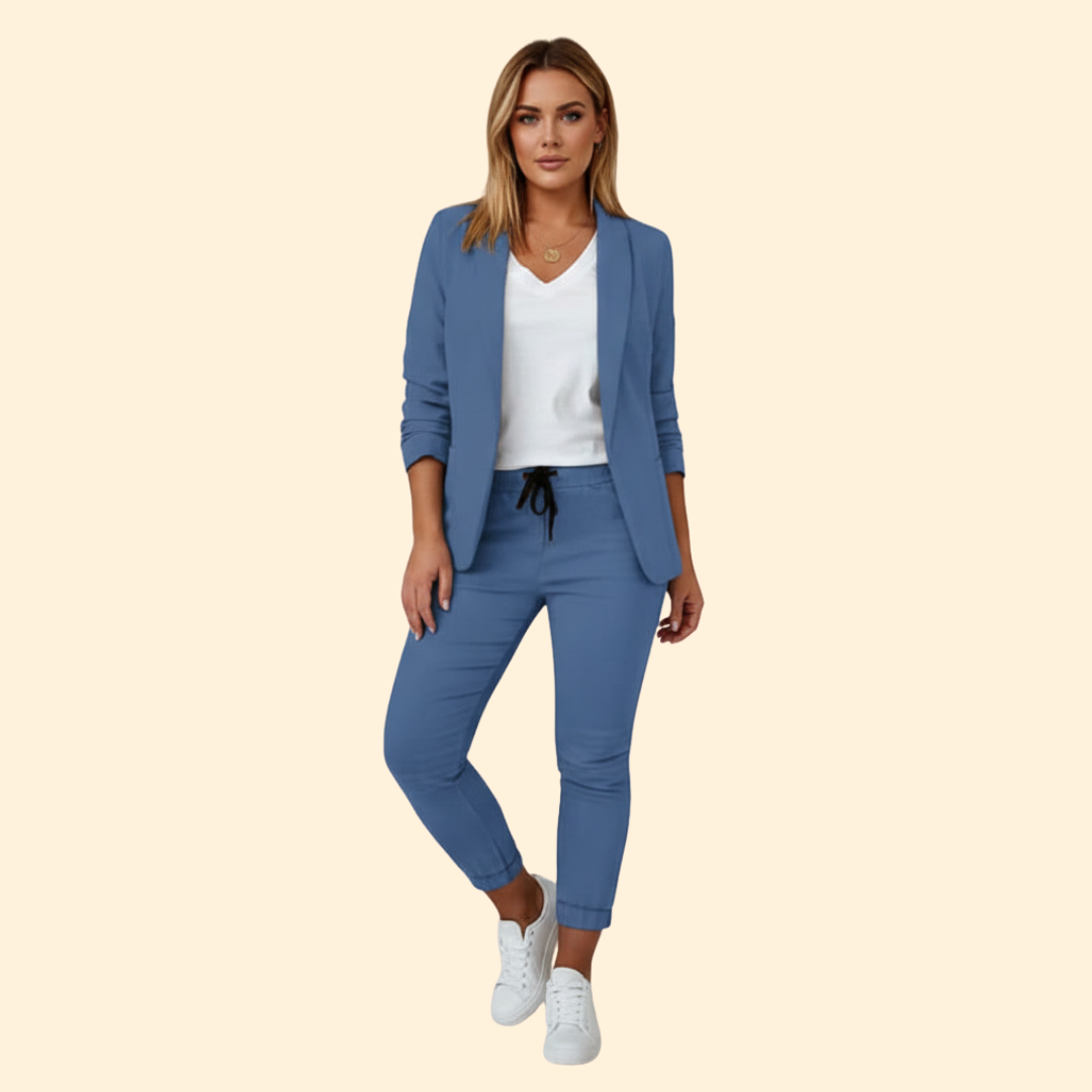 Women's Elegant Blazer & Drawstring Pant Set
