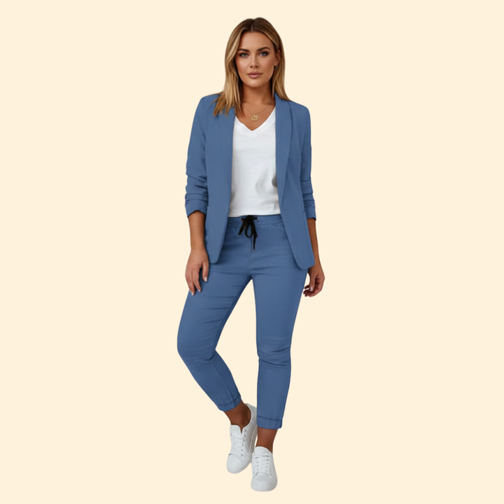 Women's Elegant Blazer & Drawstring Pant Set