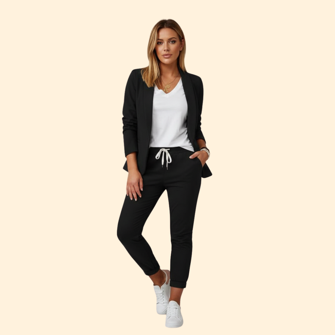 Women's Elegant Blazer & Drawstring Pant Set