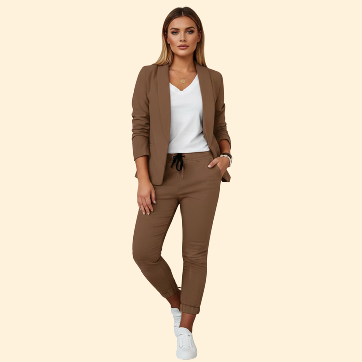 Women's Elegant Blazer & Drawstring Pant Set