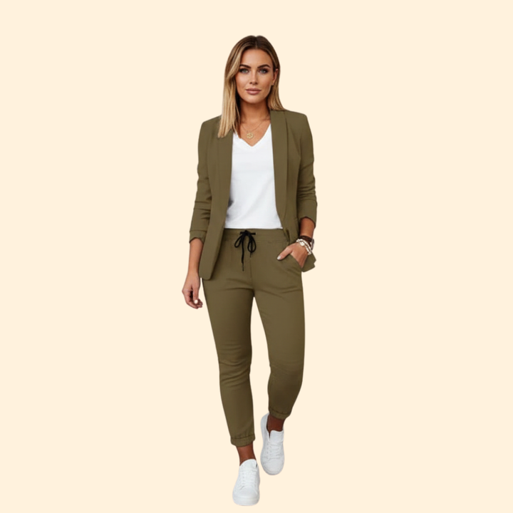 Women's Elegant Blazer & Drawstring Pant Set
