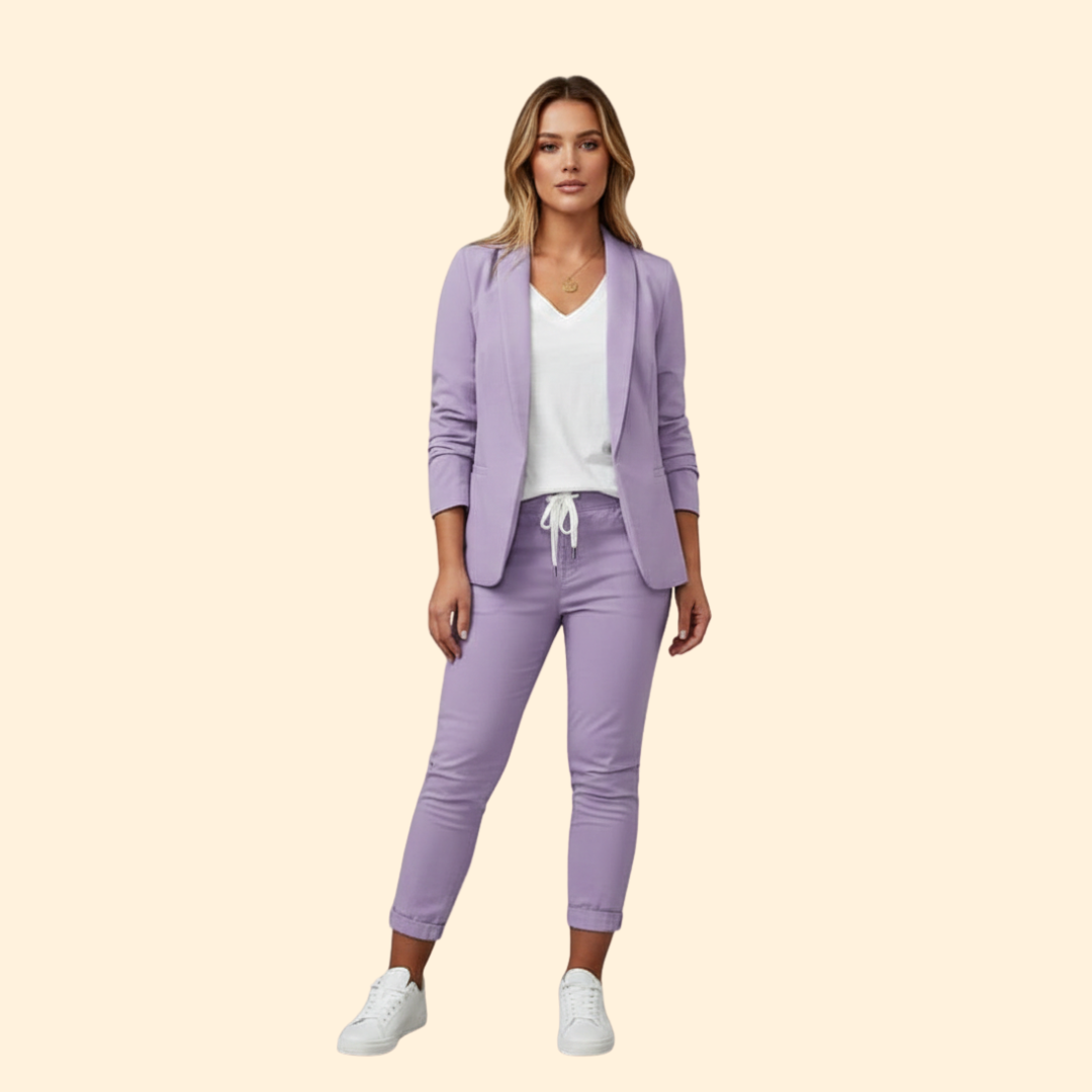 Women's Elegant Blazer & Drawstring Pant Set