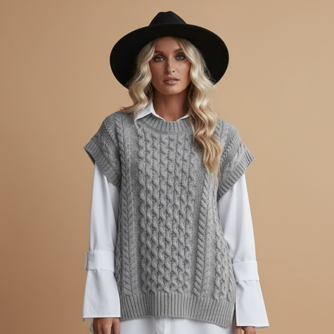 Women’s Cardigan with Round Neck and Twisted Surface