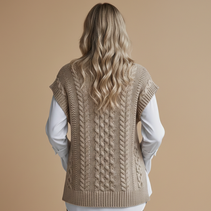 Women’s Cardigan with Round Neck and Twisted Surface