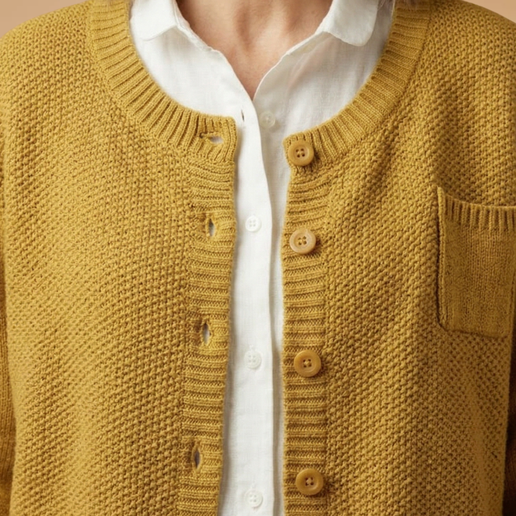Women's Cardigan with a chest pocket and knitted surface