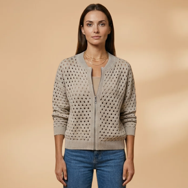 Women's Cardigan with zip fastening and cutout details