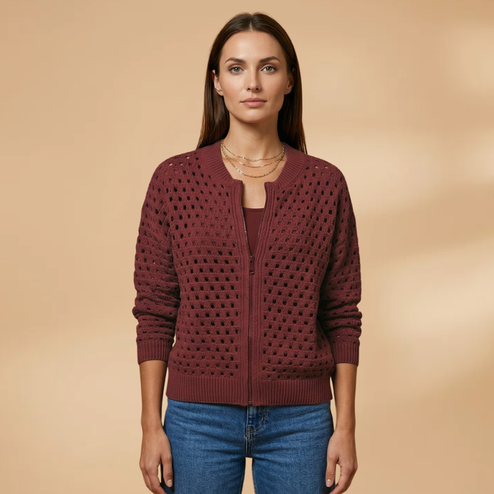 Women's Cardigan with zip fastening and cutout details