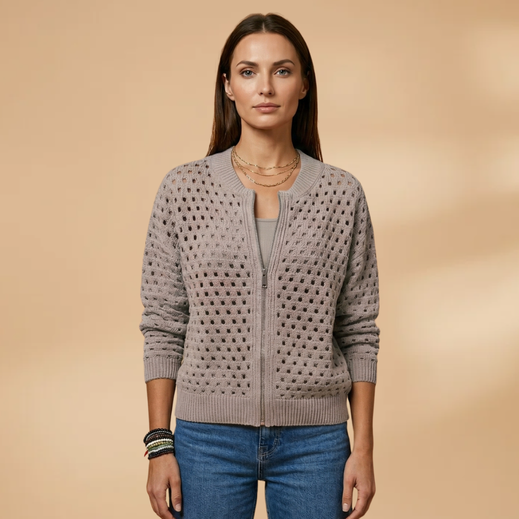 Women's Cardigan with zip fastening and cutout details