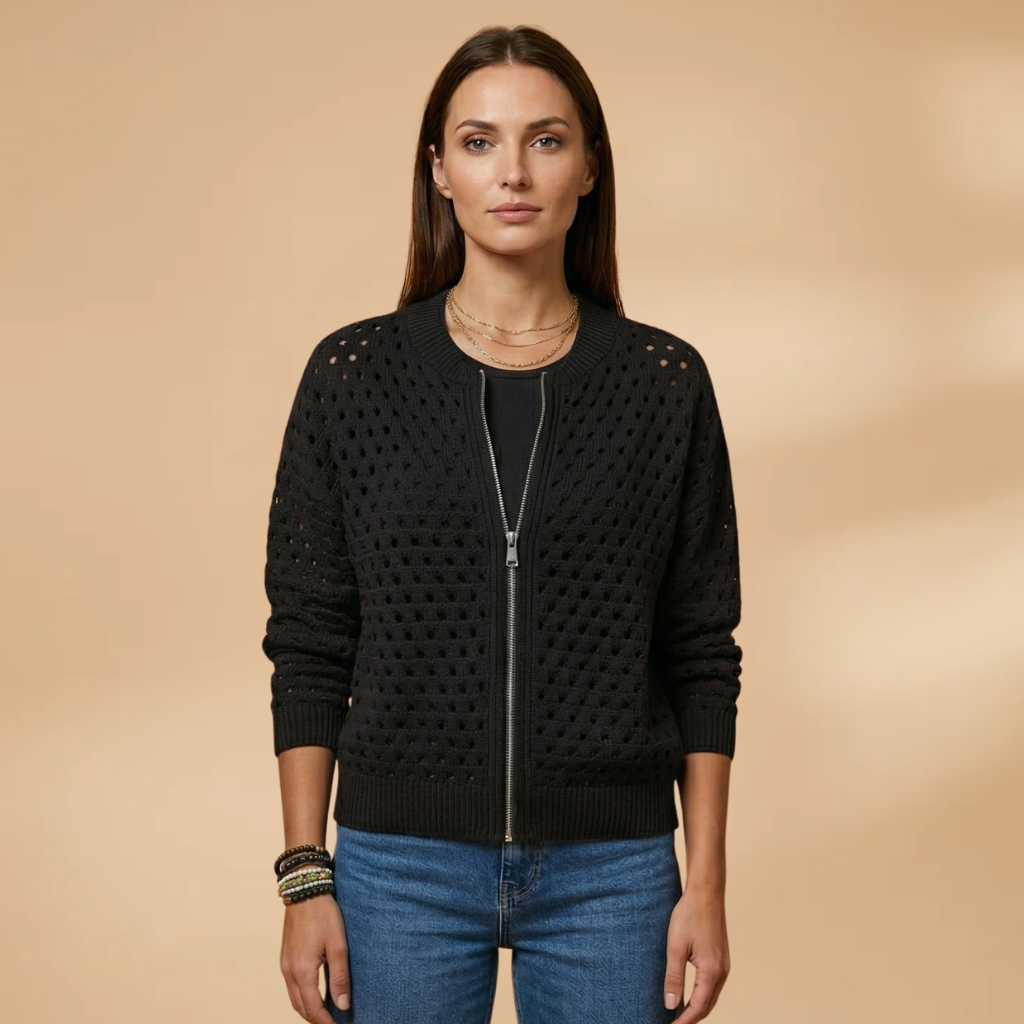 Women's Cardigan with zip fastening and cutout details