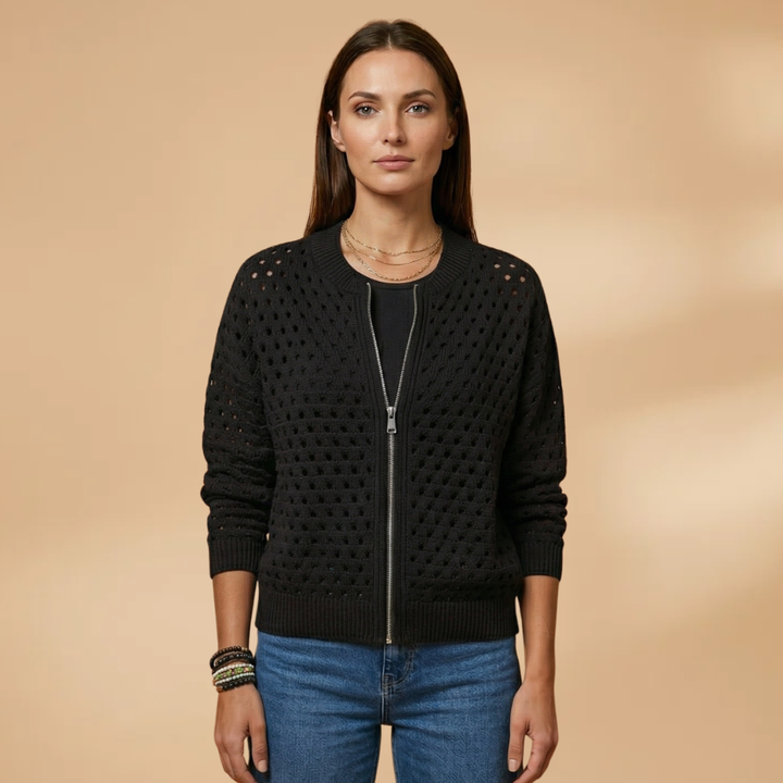 Women's Cardigan with zip fastening and cutout details
