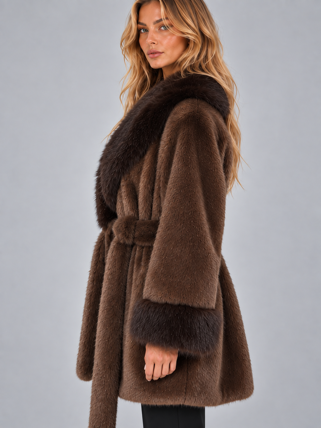 Women’s Faux Fur Belted Coat