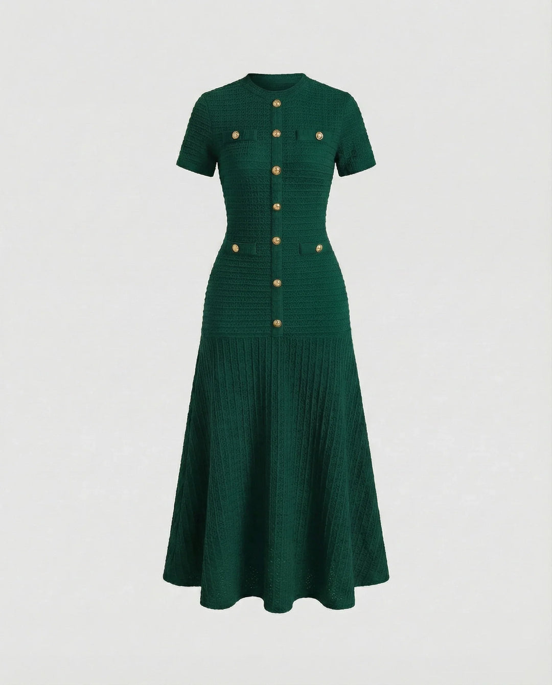 Women's Waffle-Knit Maxi Dress with Trumpet Skirt, view 7 - Elena Harper