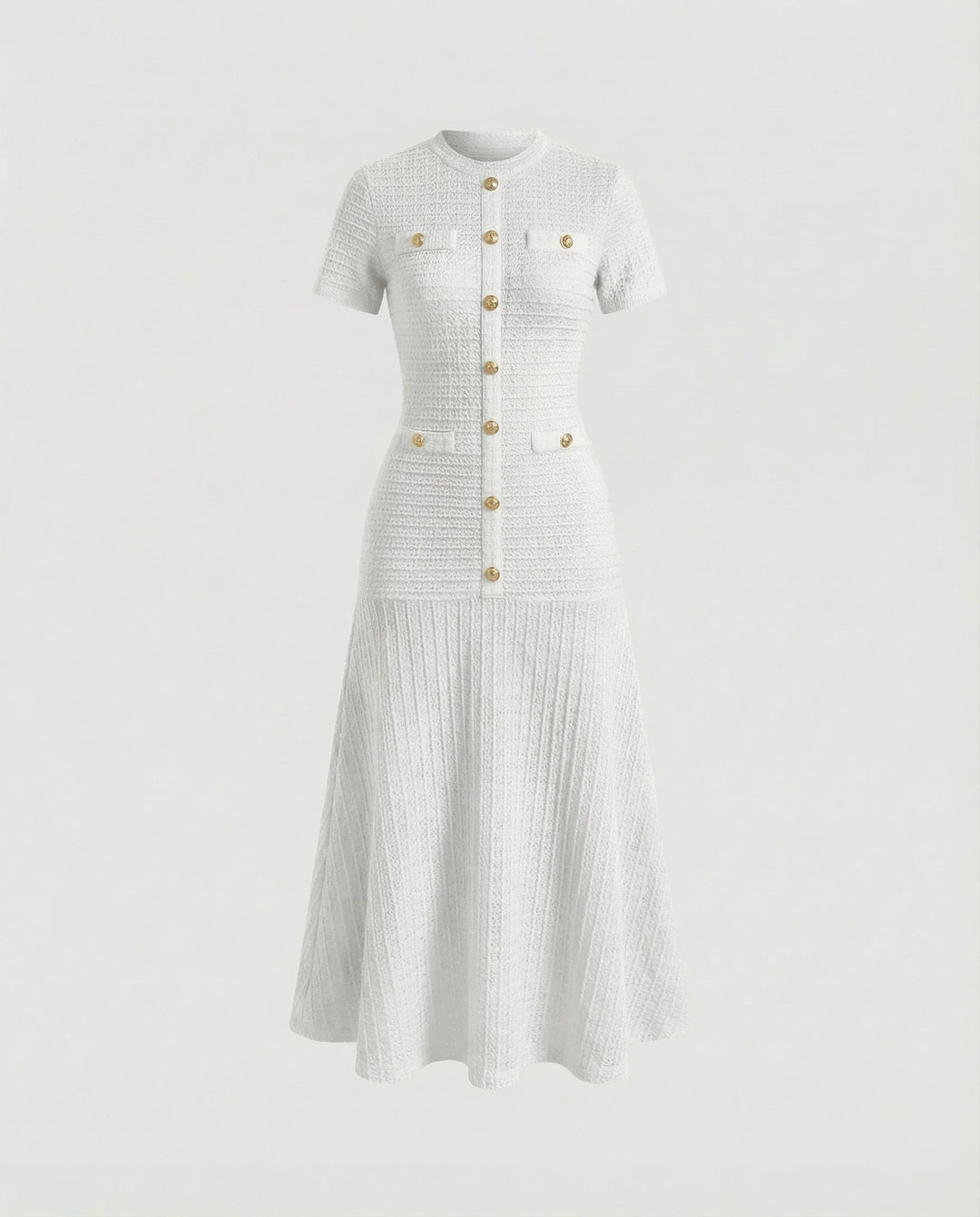 Women's Waffle-Knit Maxi Dress with Trumpet Skirt, view 8 - Elena Harper